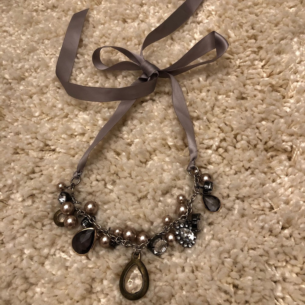 Ann Taylor satin ribbon statement necklace